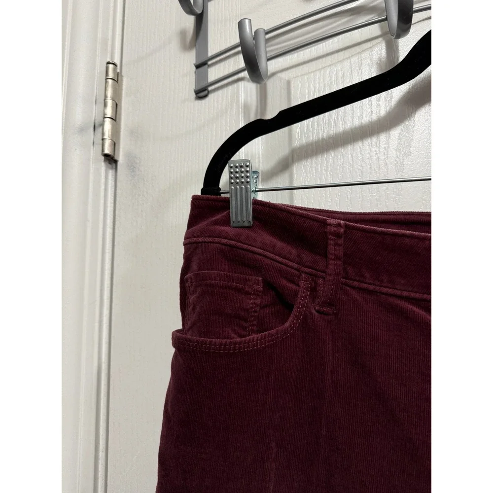 LOFT Curvy Skinny Corduroy Pants Burgundy Wine Size 14 32 High Rise‎ classic